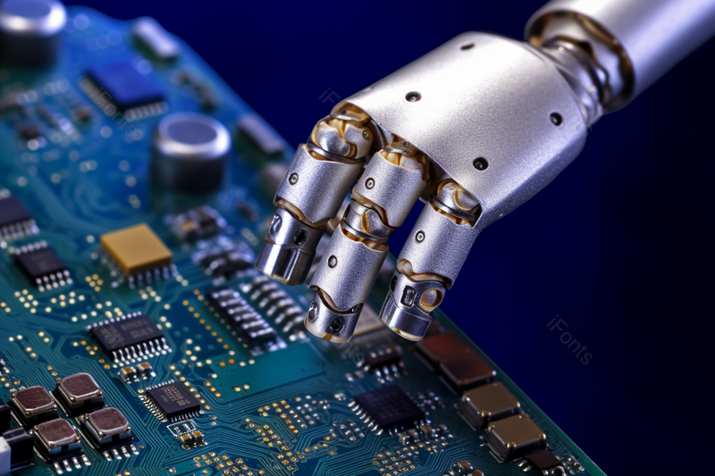 蓝色科技人工智能机械手指安装电路芯片,高清,摄影图,摄影图片,图片大全,摄影图免费下载